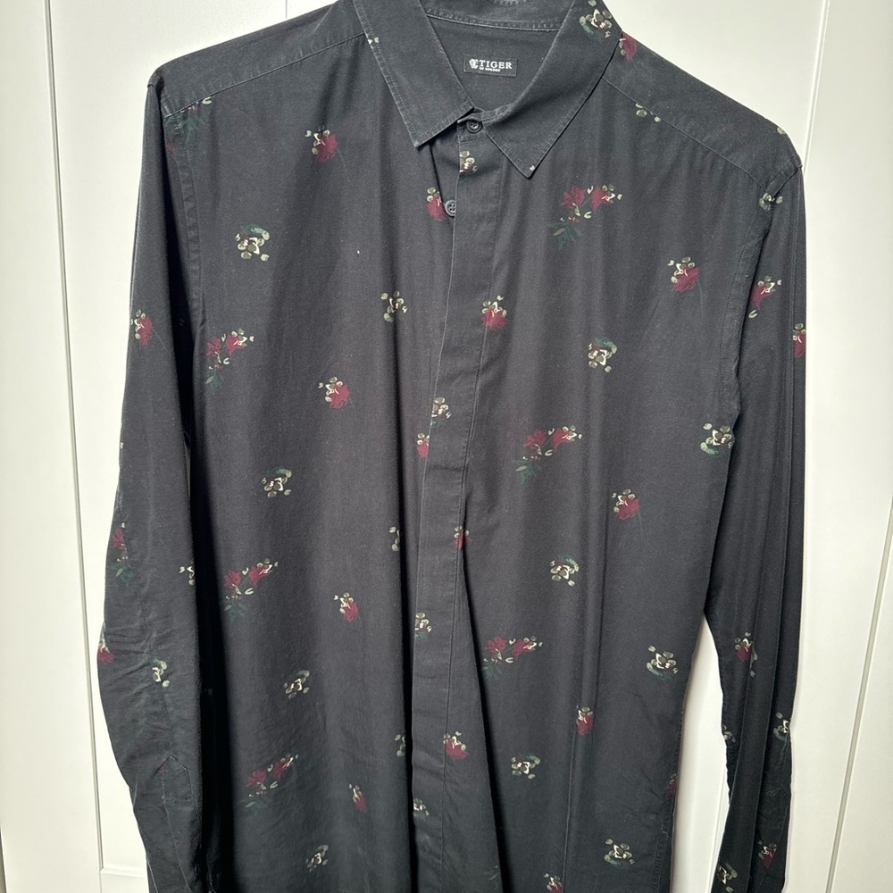 Black Floral Men's Shirt